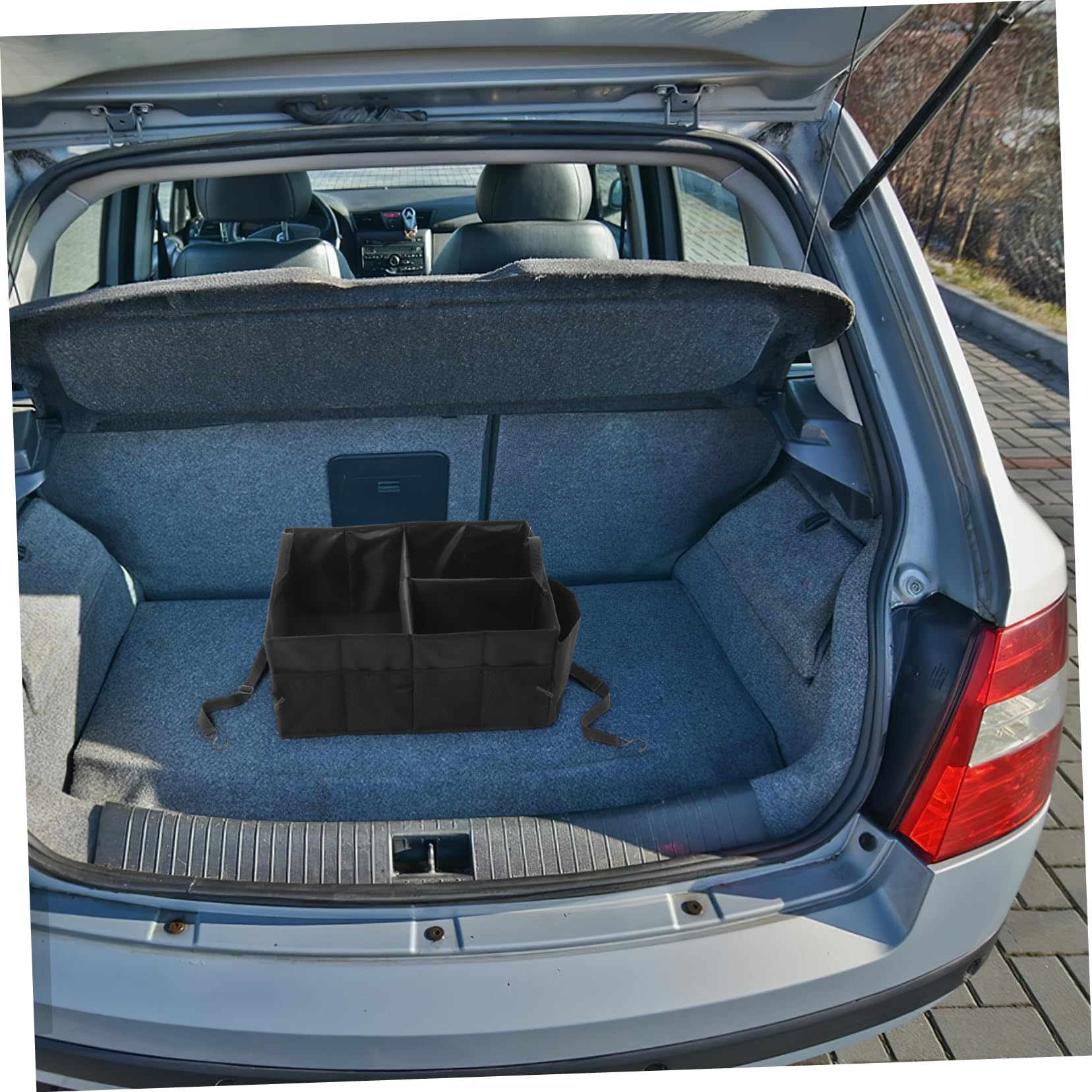 Gatuida Organizer Bagagliaio Auto Pieghevole, Grande Capacità, Nero | Poliestere, Scomparti Multipli e Divisorio Interno, Maniglie Rinforzate, per Casa e Campeggio