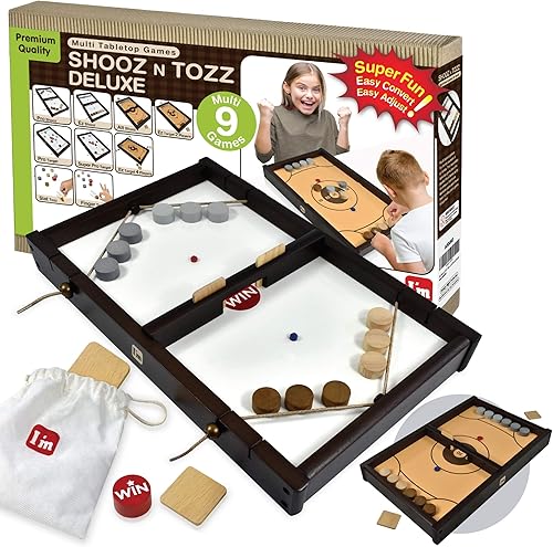 Big Shooz n TOZZ Juegos de mesa de madera multi-superficie portátiles para interiores para niños y familia