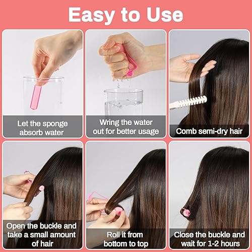 Miniatura 3 de MAQIHAN 56 rodillos de espuma para el cabello, rodillos de esponja de 0.59 pulgadas para rizadores de cabello sin calor para cabello corto/largo,