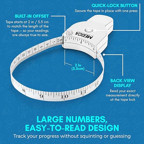 Miniatura 3 de Calibrador de grasa corporal y cinta métrica para cuerpo, calibradores de piel y cinta métrica de grasa corporal para medir con precisión el IMC,