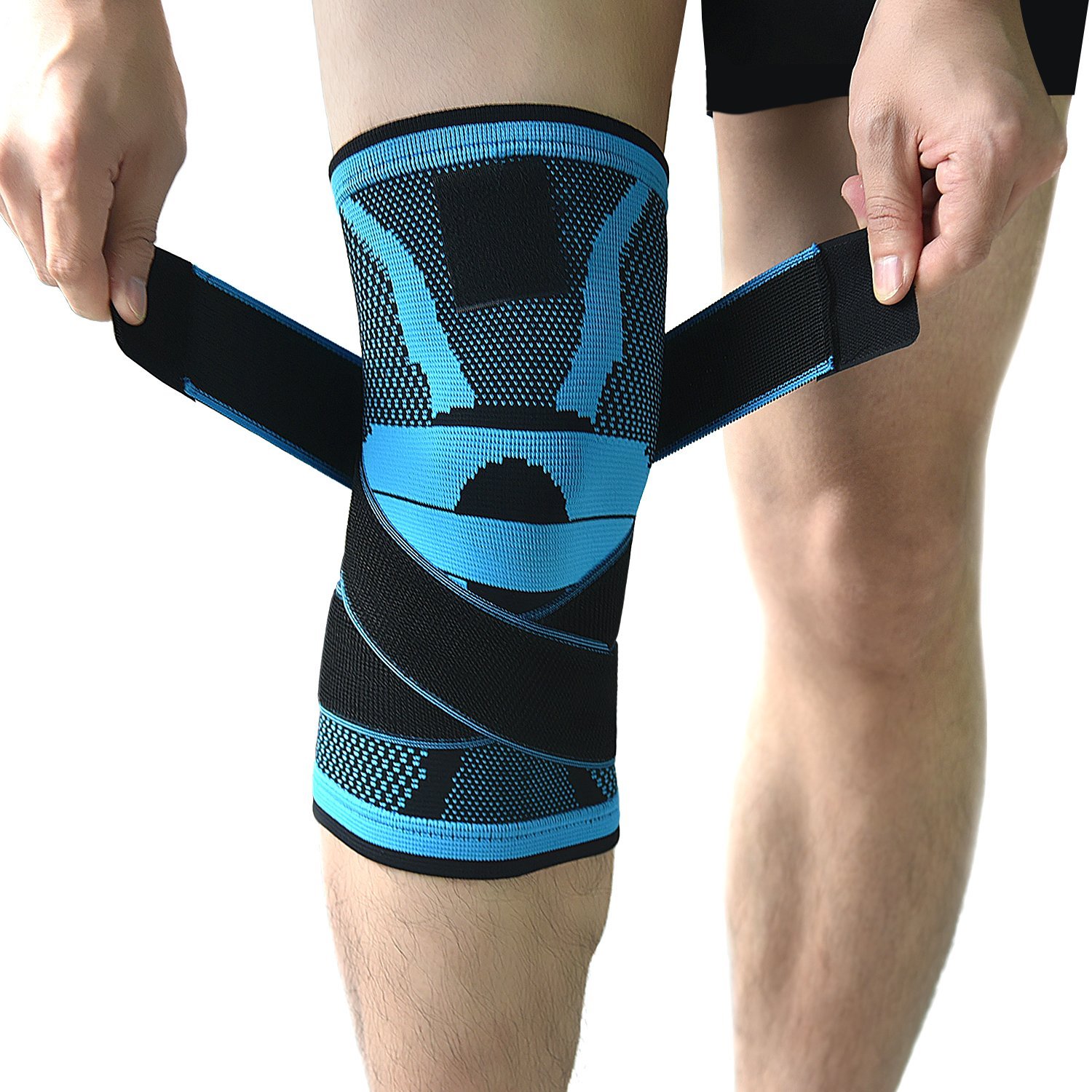 Ginocchiera Lunga A Compressione 2 Pezzi - Supporto Per Sport, Corsa, Menisco, Artrosi - Uomo E Donna, Taglia M, Blu