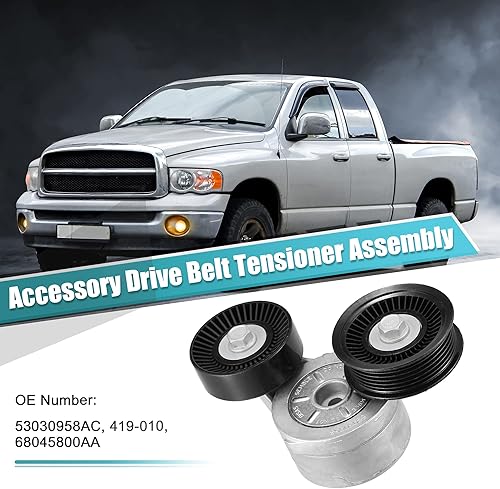 Miniatura 2 de X AUTOHAUX Conjunto de polea tensora automática de correa con 2.992 in de diámetro Polea para Dodge Dakota Durang para Ram 1500 para Jeep para