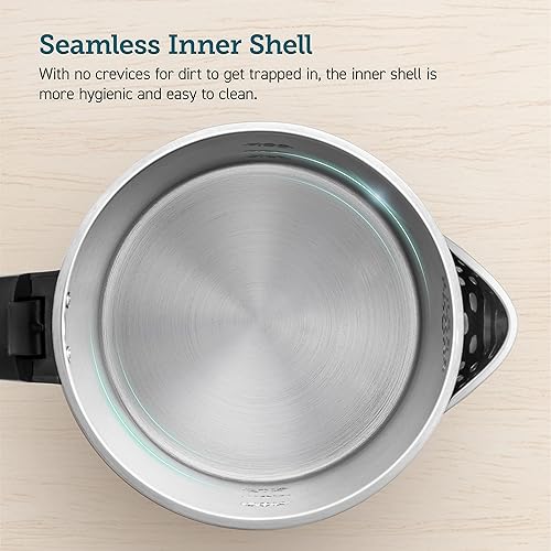 Miniatura 4 de COSORI Hervidor eléctrico de acero inoxidable con doble pared, tetera eléctrica de 1.5 L con tapa abierta amplia, hervidor eléctrico negro de 1.7 L,