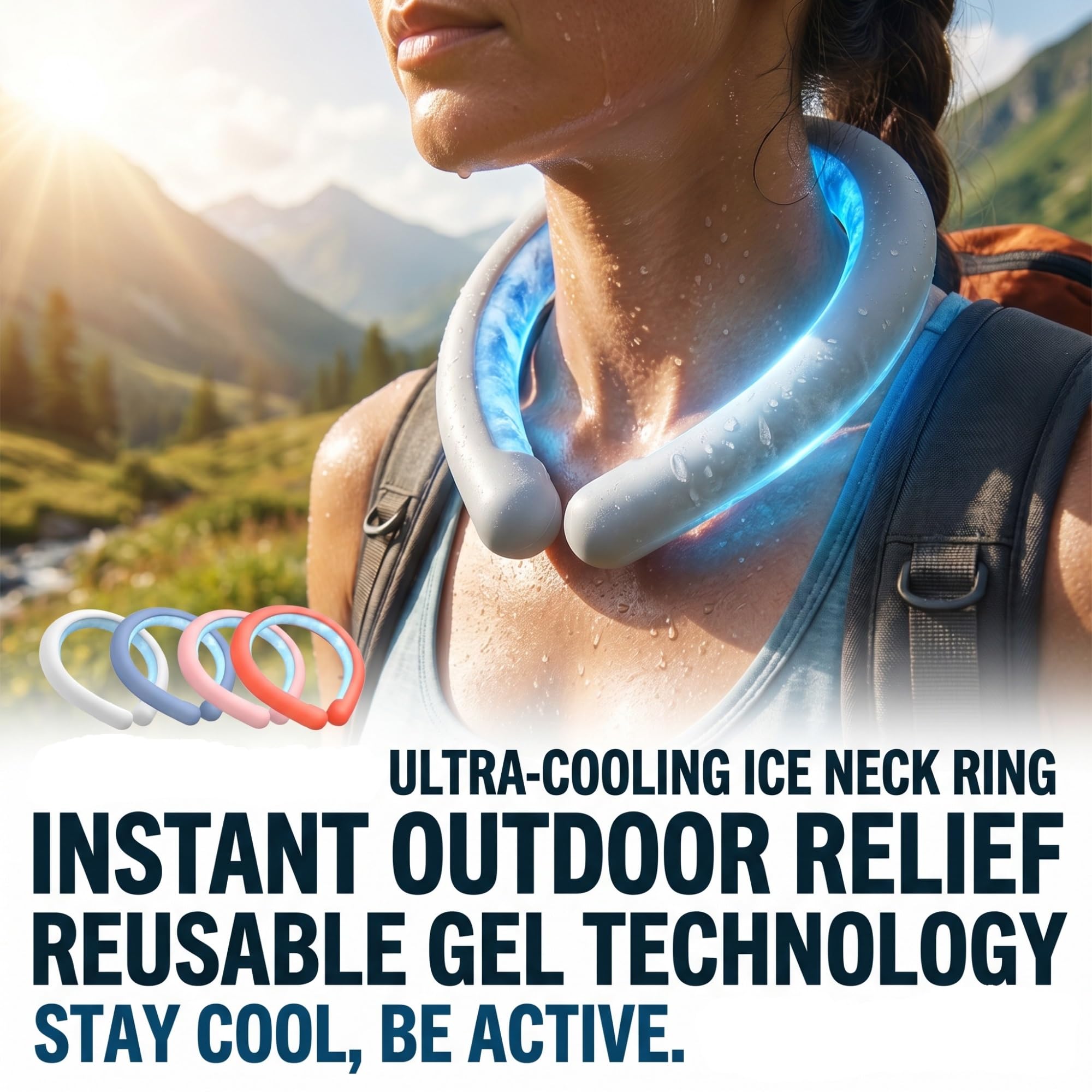 Envoltura de cuello de hielo, enfriador de gel frío reutilizable para deportes de verano, alivio del calor