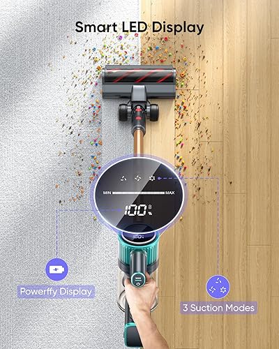 Miniatura 7 de Aspiradora inalámbrica, aspiradora de 50 kpa y 600 W para el hogar, 60 minutos (Eco) Aspiradora de palo inalámbrica recargable de pie, aspiradora de