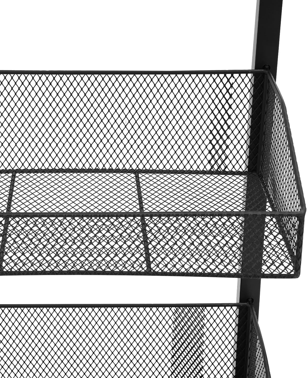 Snack Display Shelf, 4-Tier Retail Storage Rack with Signboard, Candy Organizer Fruit Storage Basket Shelf for Convenience Stores, Supermarkets, Stationery Stores,17.72×10.83×52.76In (Black)