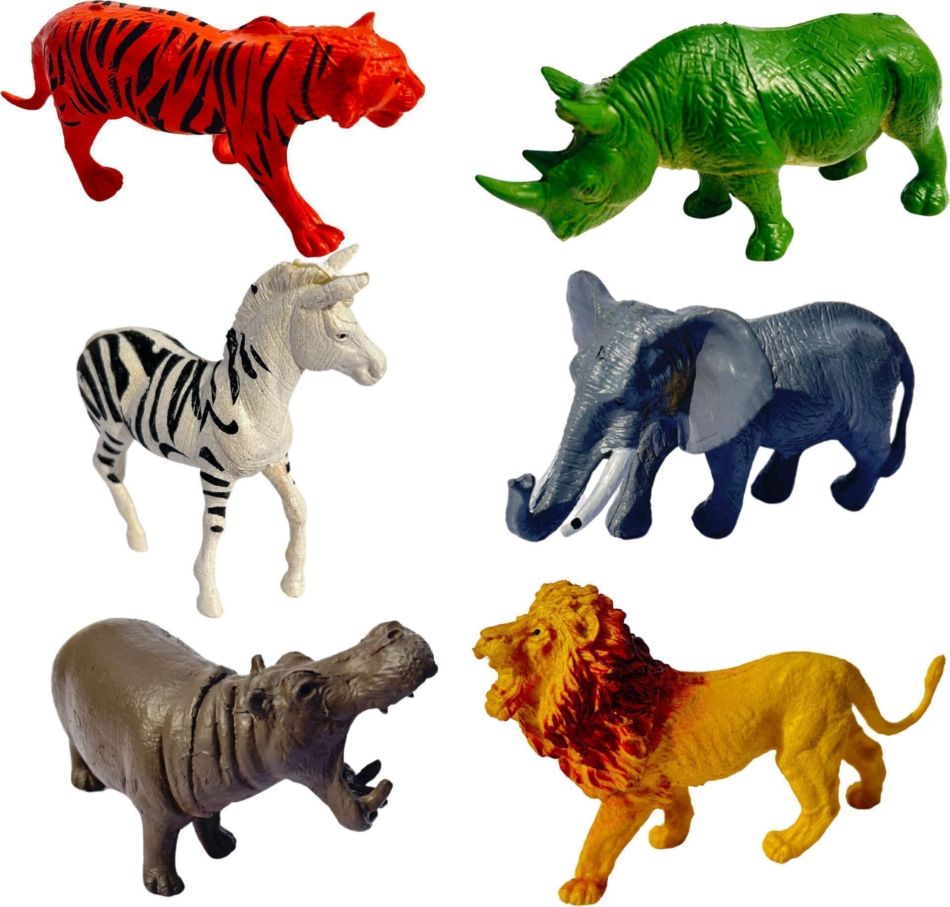 Wild Animal Toys Rhinoceros, Zebra Toy Set for Kids, Realistic