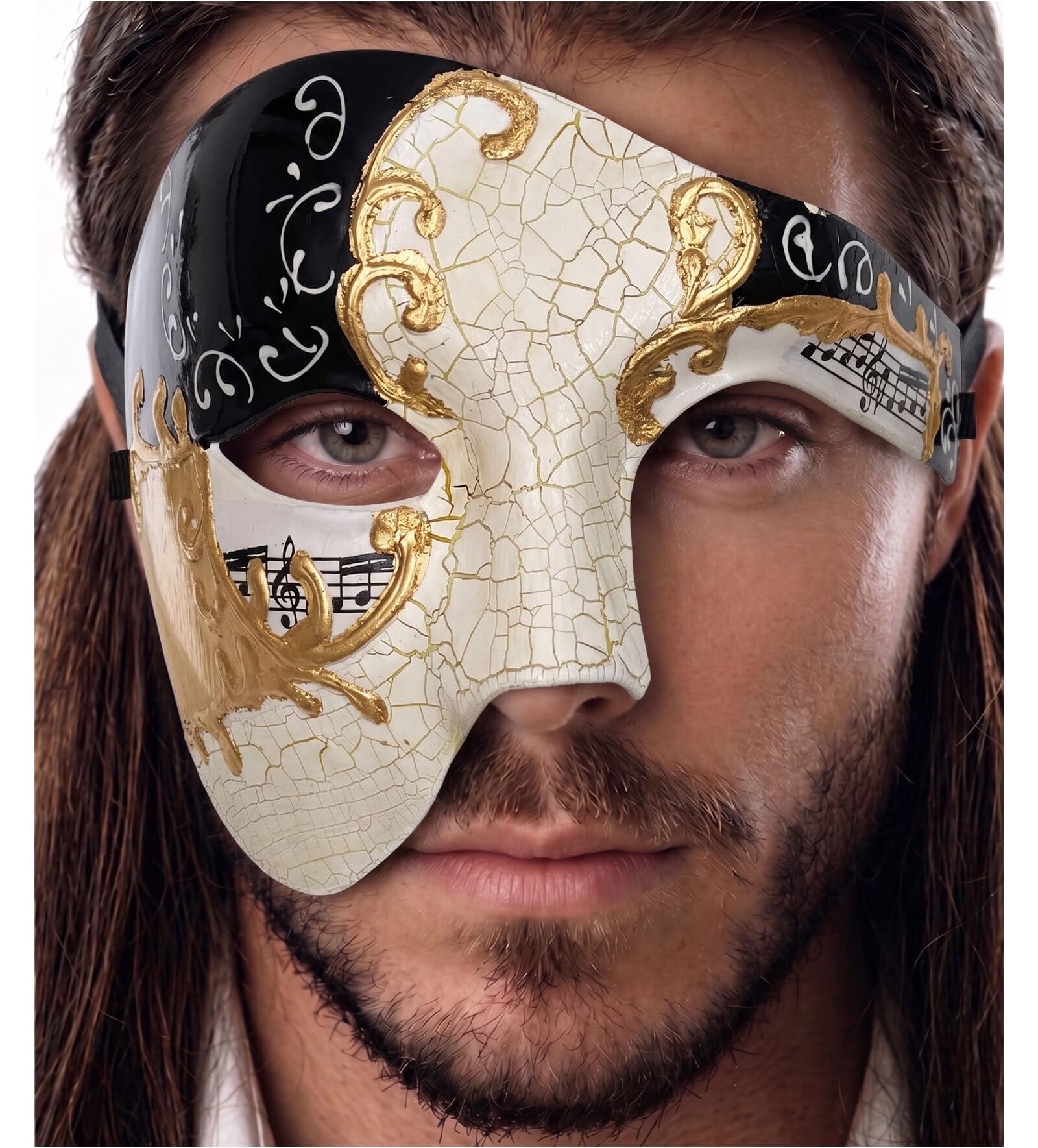 Luxury Mask Half Face Mask Masquerade Phantom Of The Opera One Size Black/Gold