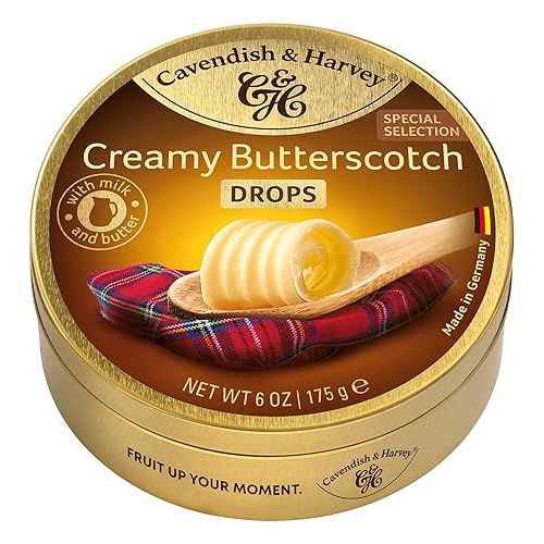 Cavendish & Harvey | Creamy Butterscotch Hard Candy Drops | 6 Ounce Tin - butterscotch - 170 g
