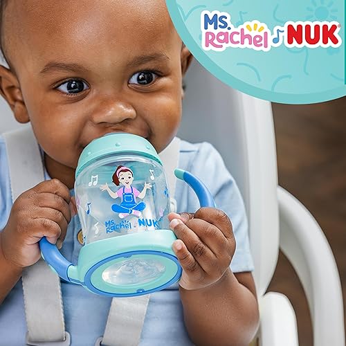 Miniatura 2 de NUK Taza de aprendizaje, Ms. Rachel, 5 onzas, 6+ meses, paquete de 2  boquilla suave, asas de fácil agarre, sin BPA, taza de transición a prueba de