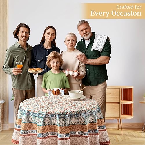 Miniatura 6 de Maison d' Hermine Mantel 100% algodón para mesas redondas de cocina, comedor, fiestas, bodas, Acción de GraciasNavidad (69 pulgadas de diámetro),