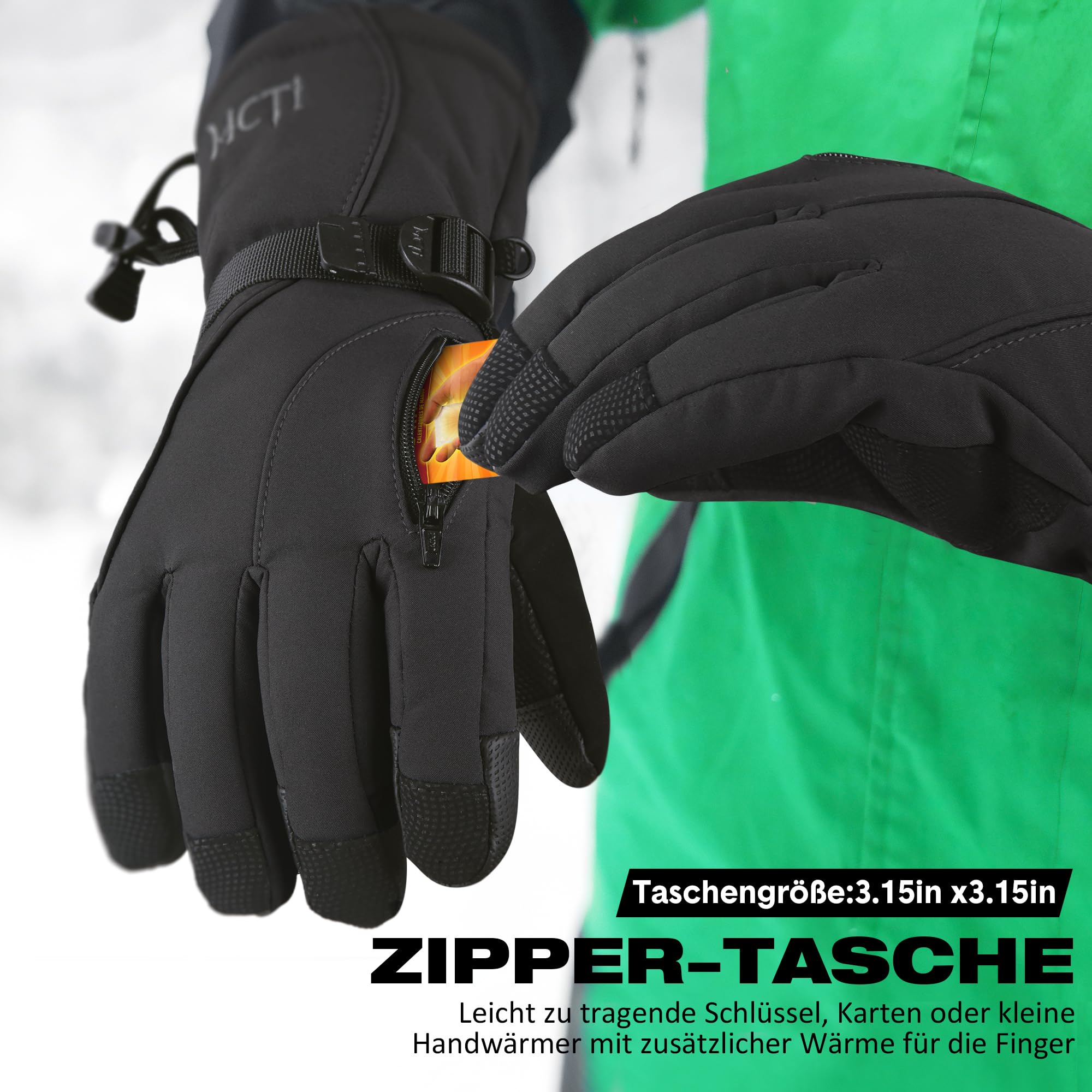 Rękawiczki narciarskie, męskie, wodoszczelne, zimowe, ciepłe, 3M Thinsulate rękawiczki snowboardowe, zimowe rękawiczki śniegowe, termiczne, wiatroszczelne, czarny, XL
