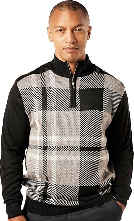 STACY ADAMS Mens Faux Leather Trimmed Dressy Sweater
