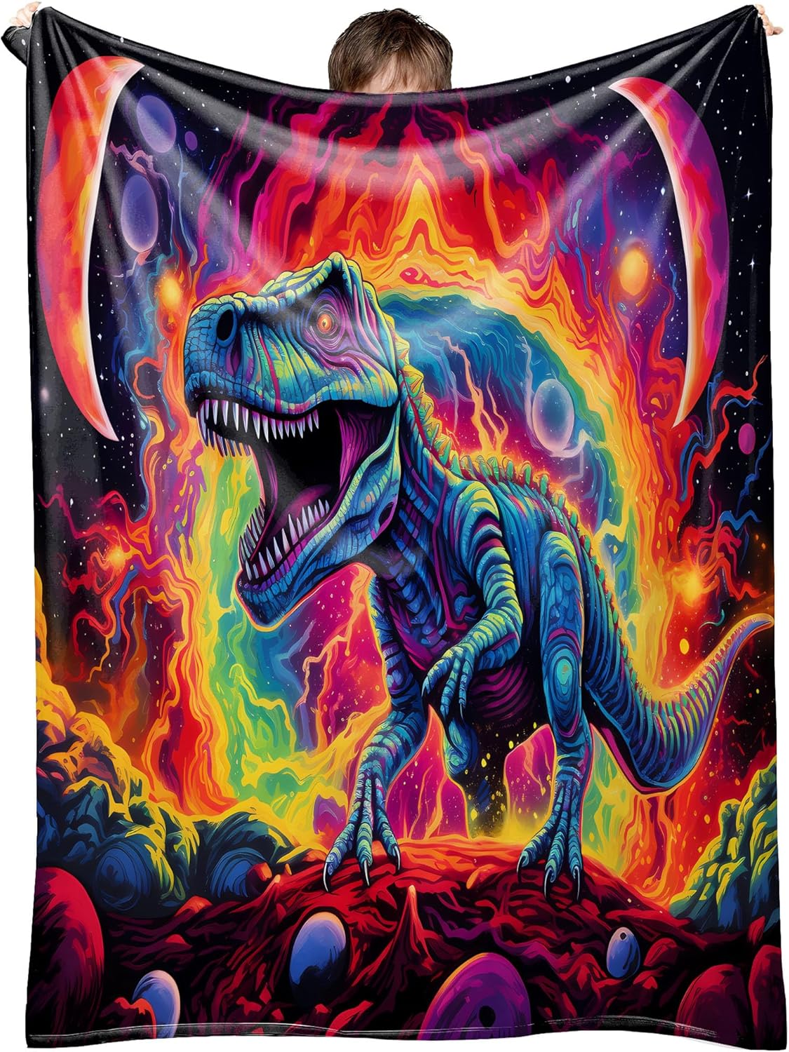 Dinosaur Twin Blanket for Boys Girls Dino Flannel Blankets for Kids Toddler Bed Couch Living Room Sofa, Super Soft Cozy, 60x80 in