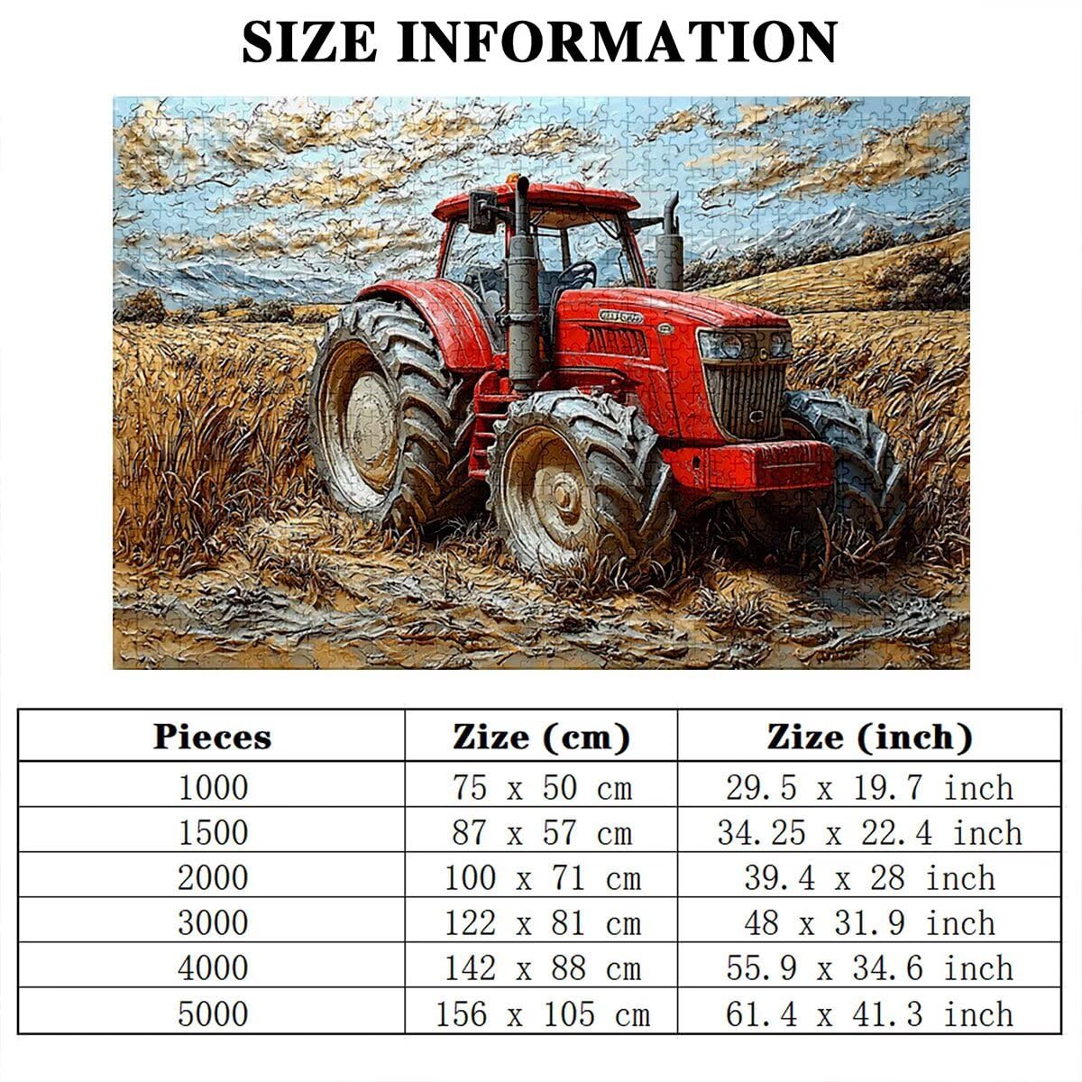 Puzzle 3000 elementów, traktor, krajobraz, 3000 części, drewniane puzzle dla dorosłych, trudna łamigłówka, gra logiczna dla całej rodziny, drewniane puzzle do dekoracji salonu, prezenty, B-24