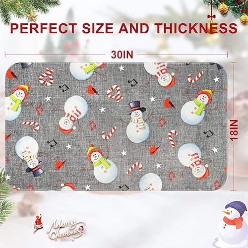 Miniatura 2 de ASPMIZ Tapete de puerta de Navidad para interiores y exteriores, tapete absorbente de muñeco de nieve, antideslizante, tapete de entrada de nieve de