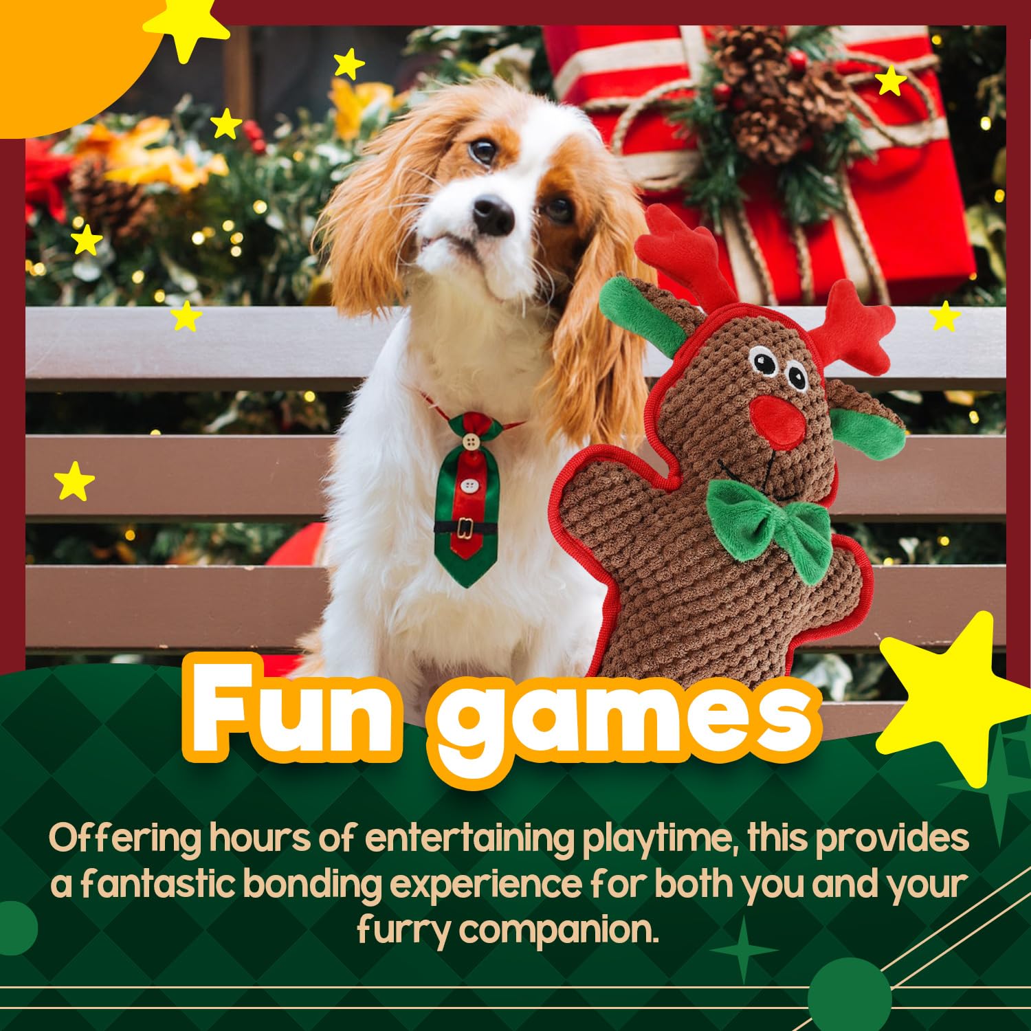 ALL FOR PAWS Weihnachts-Hundespielzeug Set – 3 Stück Donut & Weihnachtsmann Quietschspielzeuge Für Kleine & Mittlere Hunde