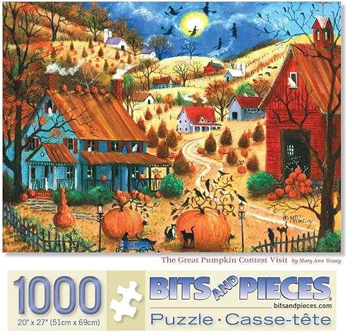 Miniatura 2 de Bits and Pieces - Rompecabezas de 1000 piezas para adultos de 20 x 27 pulgadas - Visita del Gran Concurso de Calabazas - Rompecabezas de 1000 piezas