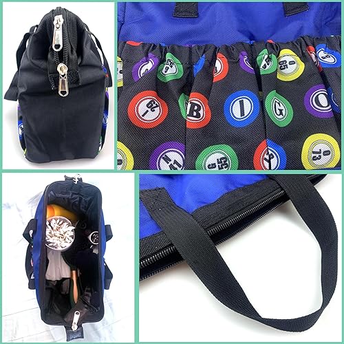 Miniatura 6 de Bolsas de bingo Dauber con 8 bolsillos, bolsa de bingo de gran capacidad, estuche de transporte de viaje con cremallera, bolsa de maquillaje,