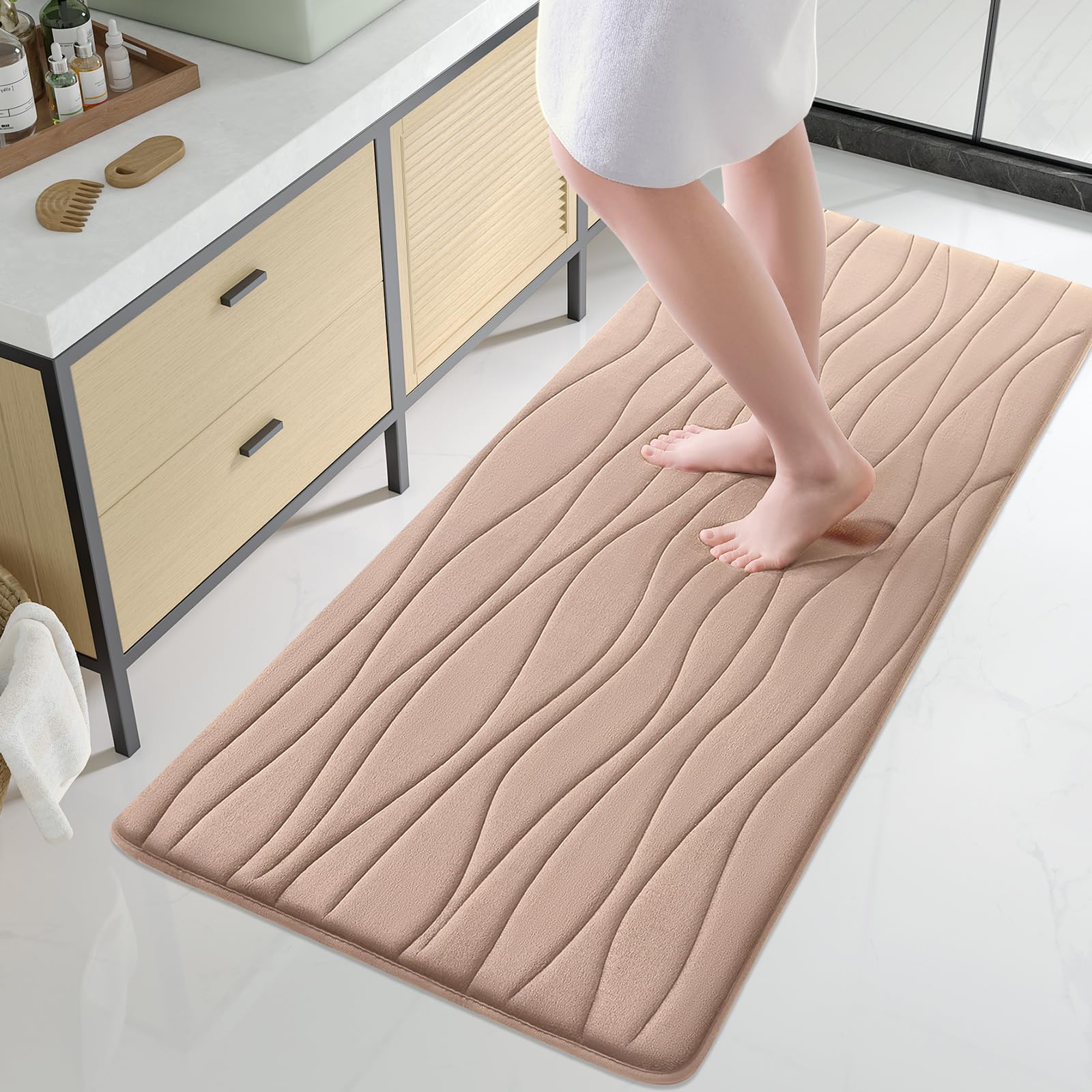 Buganda Memory Foam Bathroom Rug Mat 44x24, Extra Soft and Absorbent Bath Mats, Non-Slip and Machine Washable Bath Rugs for Bathroom Floor,Tub and