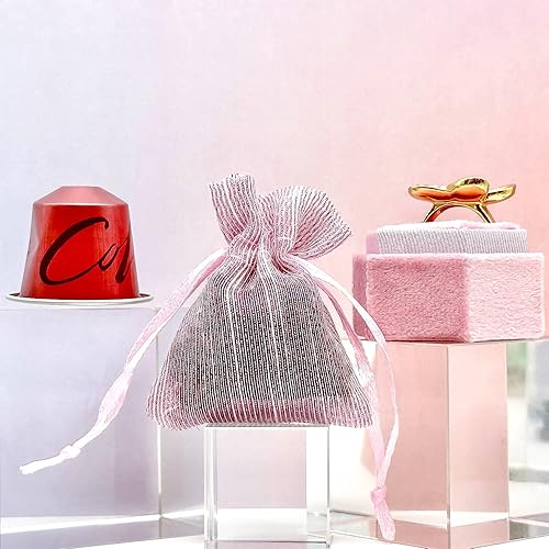 Vista 26 de TheDisplayGuys - 24-Pack Striped Weave Organza Gift Bags w/Drawstrings - Small 3" x 4" - Iridescent - for Party Favors, Samples, Treats