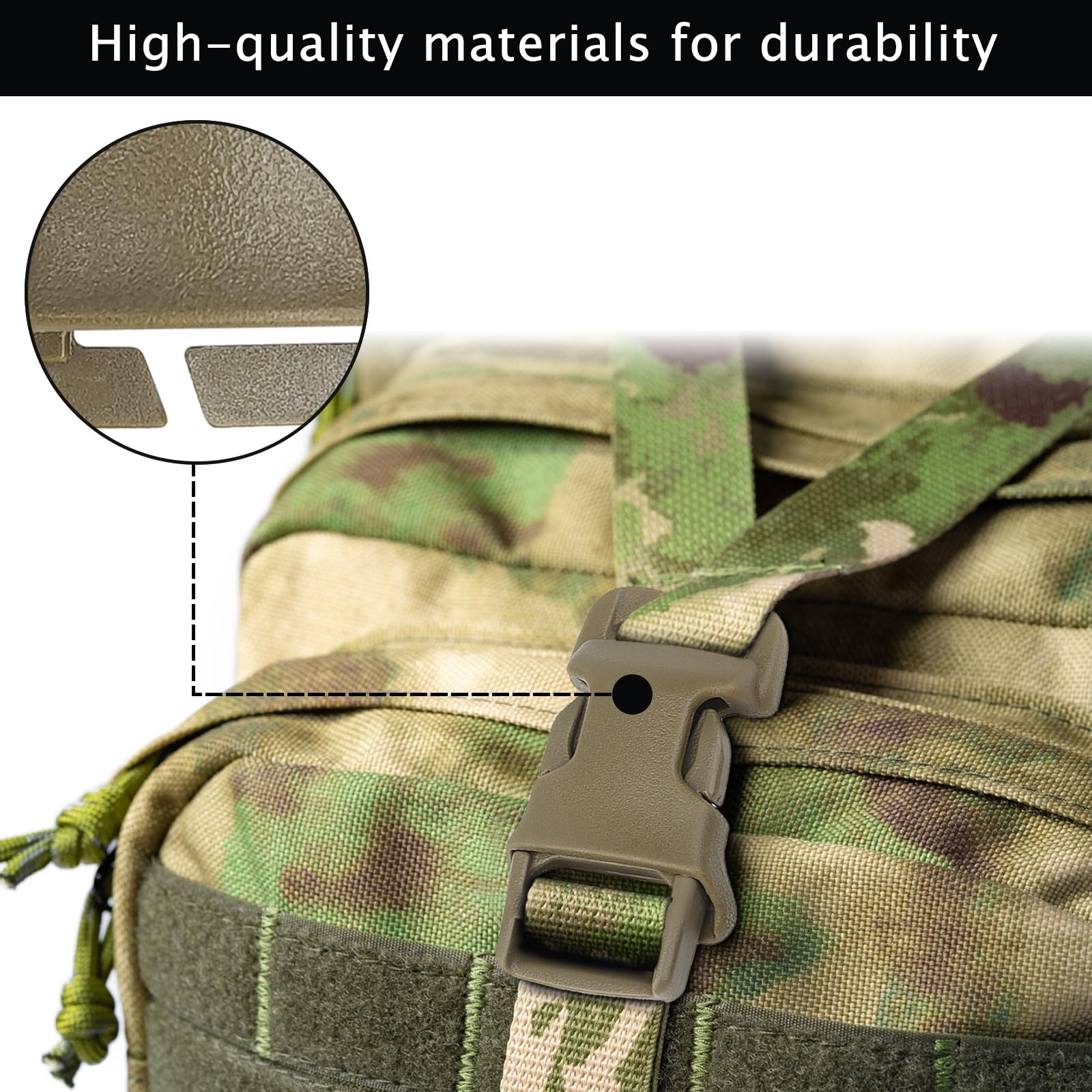 Qavctw 2x 1'' Buckle Quick Side Release Buckle for Tactical Vest Backpack Bag with 1in/2.5cm Webbing Straps - Image 3