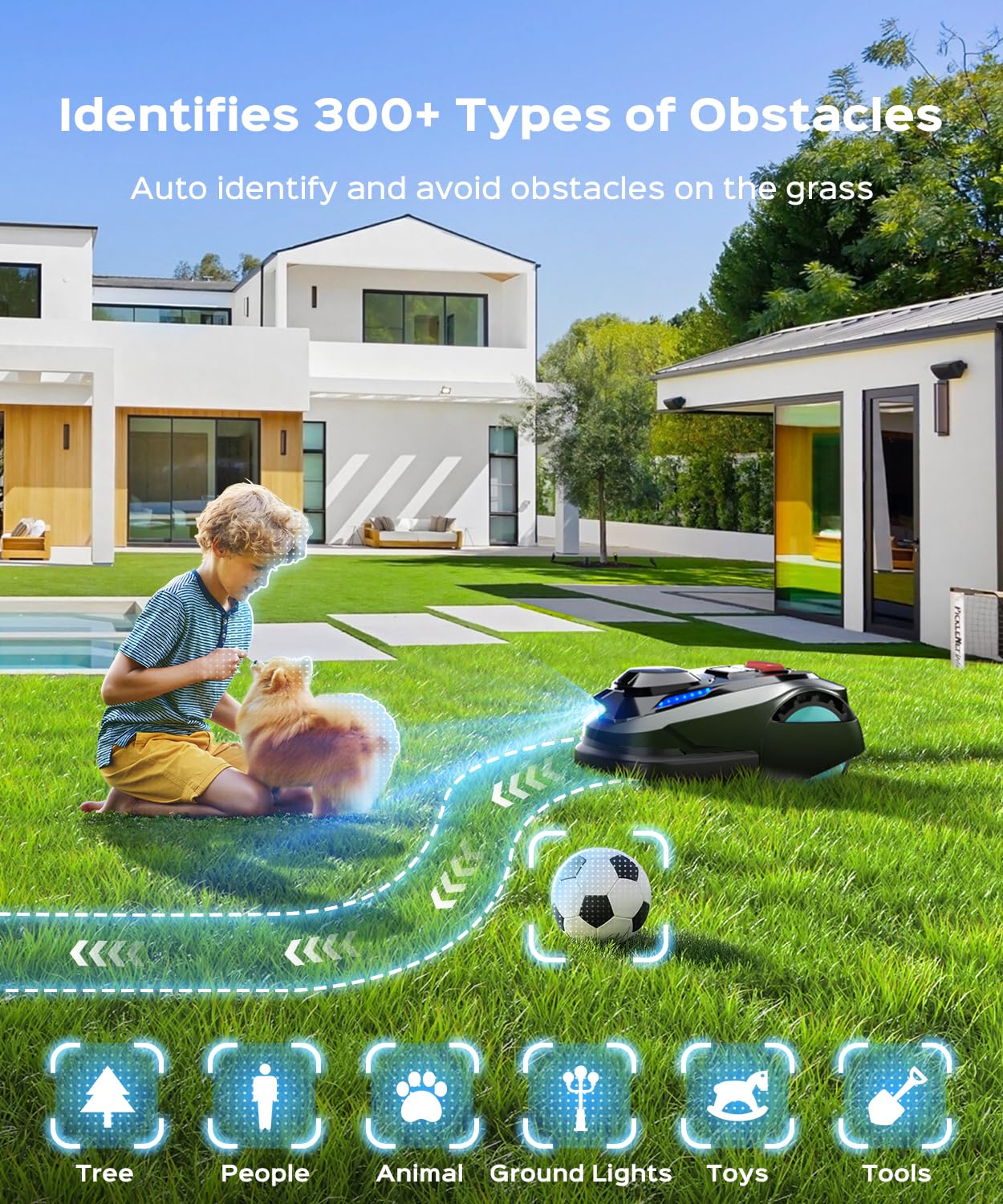 YARDCARE N1600 Pro Robot Tondeuse avec Navigation RTK + Vision — vue 3