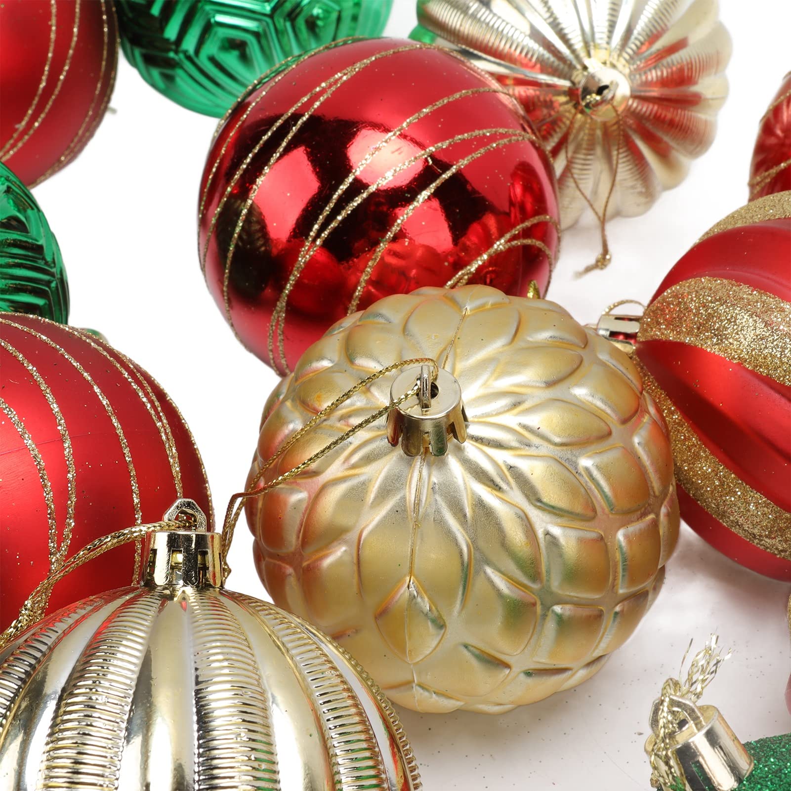 Weihnachtskugel-Ornament-Set, 74-teilig, Bunte Weihnachtsbaum-Hängekugeln, Dekorationen für Urlaub, Zuhause, Party-Dekoration, Dickes PS-Material, 6 x 8 x 17 cm (C)