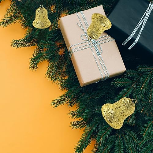 Miniatura 3 de Cascabel dorado de Navidad, adorno colgante de campana de Navidad de plástico con agujero para colgar, decoración colgante para árbol de Navidad,