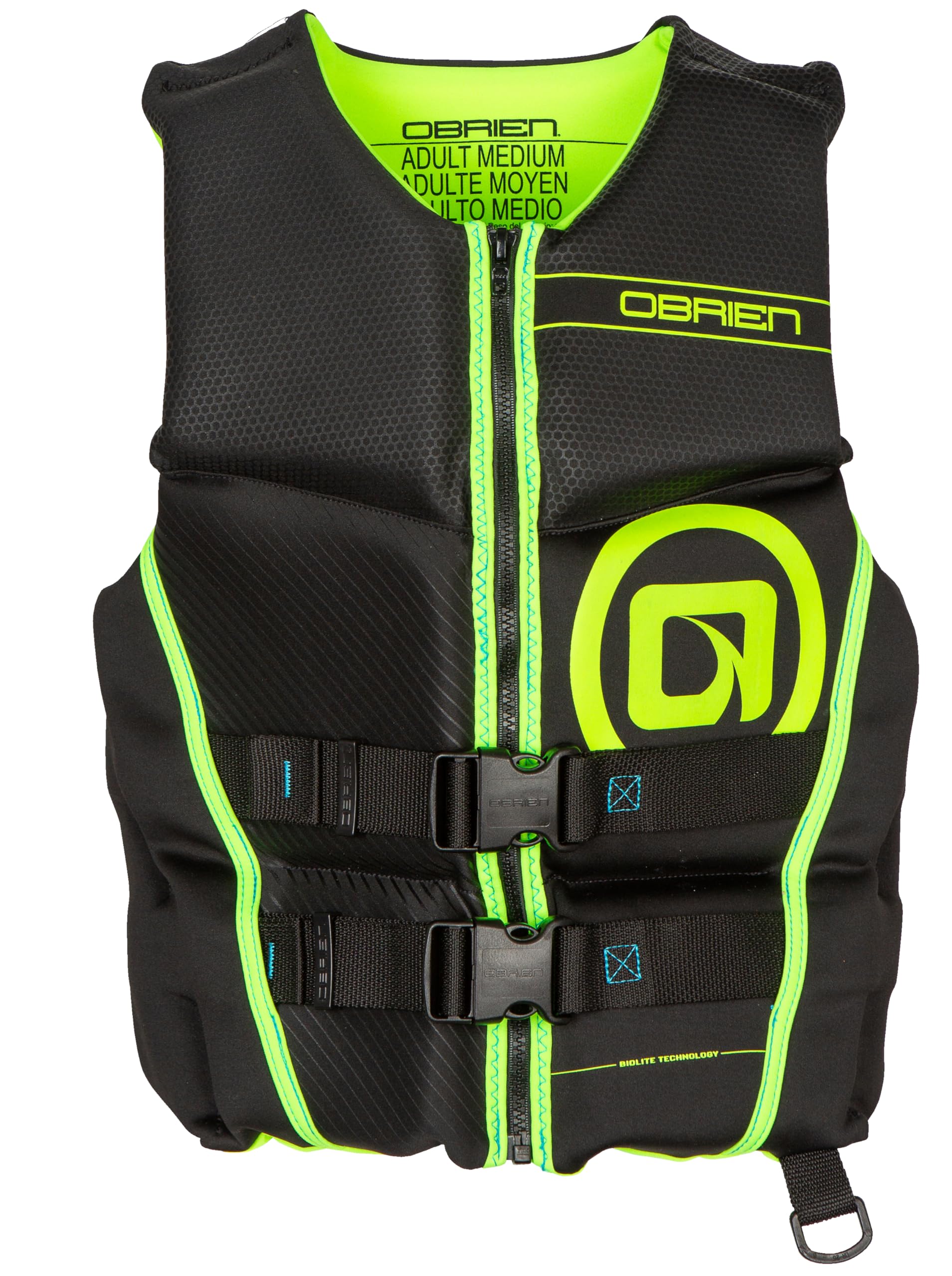 O'Brien Flex V-Back Life Jacket – Coast Guard Approved Adult Life Vest with Flex Fit Design, Lightweight Foam & Front Zip Closure for Watersports,