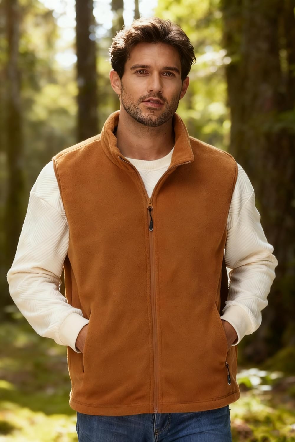 Mlgaril Men's Fleece Vest Full Zip Polar Fleece Sleeveless Jacket Lightweight Outerwear Golf Vests with Zipper Pockets - Image 2