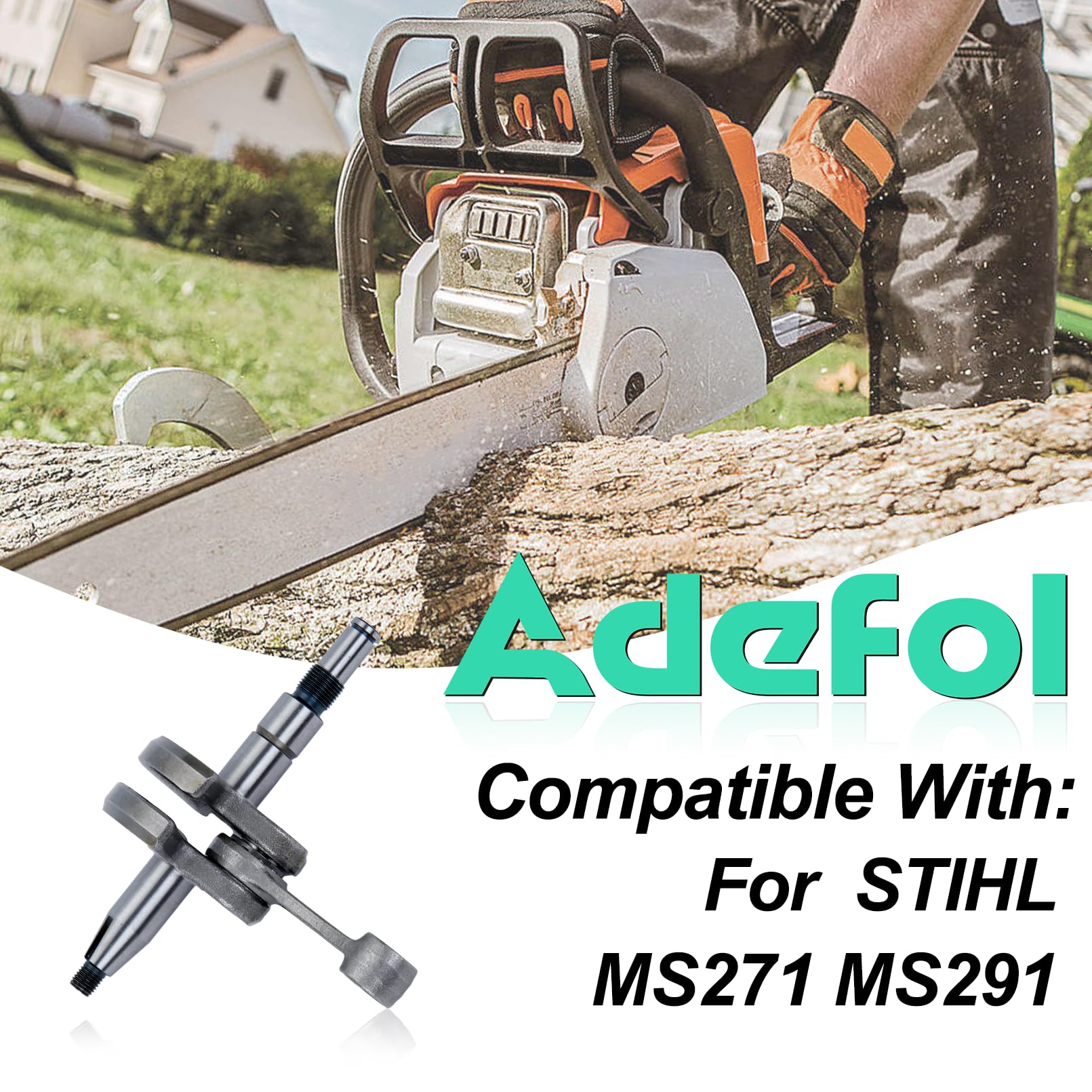 Adefol Cigüeñal para Stihl MS271 MS291 Motosierra, Avce Rodamientos, Aguja de pistón, Juntas de sellado, Reemplazo 1141 030 0401