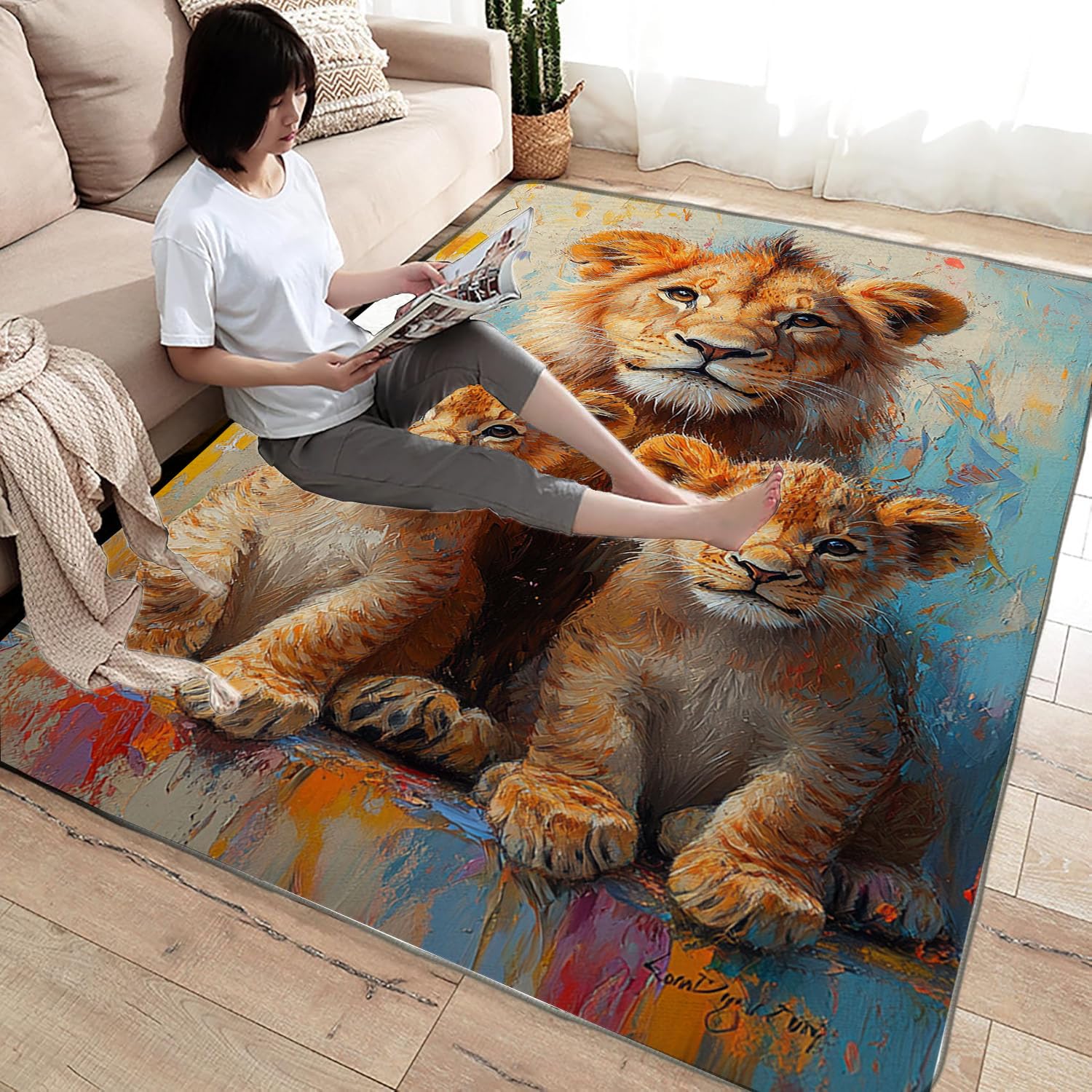 トラとライオンの動物￼ラグマット トラとライオンの動物￼ラグマット