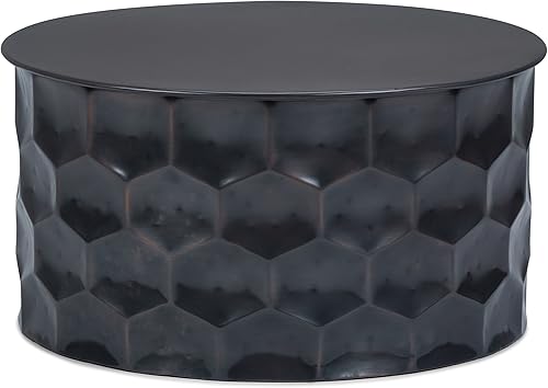 Miniatura 86 de SIMPLIHOME Morris - Mesa auxiliar de metal de aluminio fundido de 17 pulgadas de ancho en plata antigua, mesa de acento industrial con acabado en