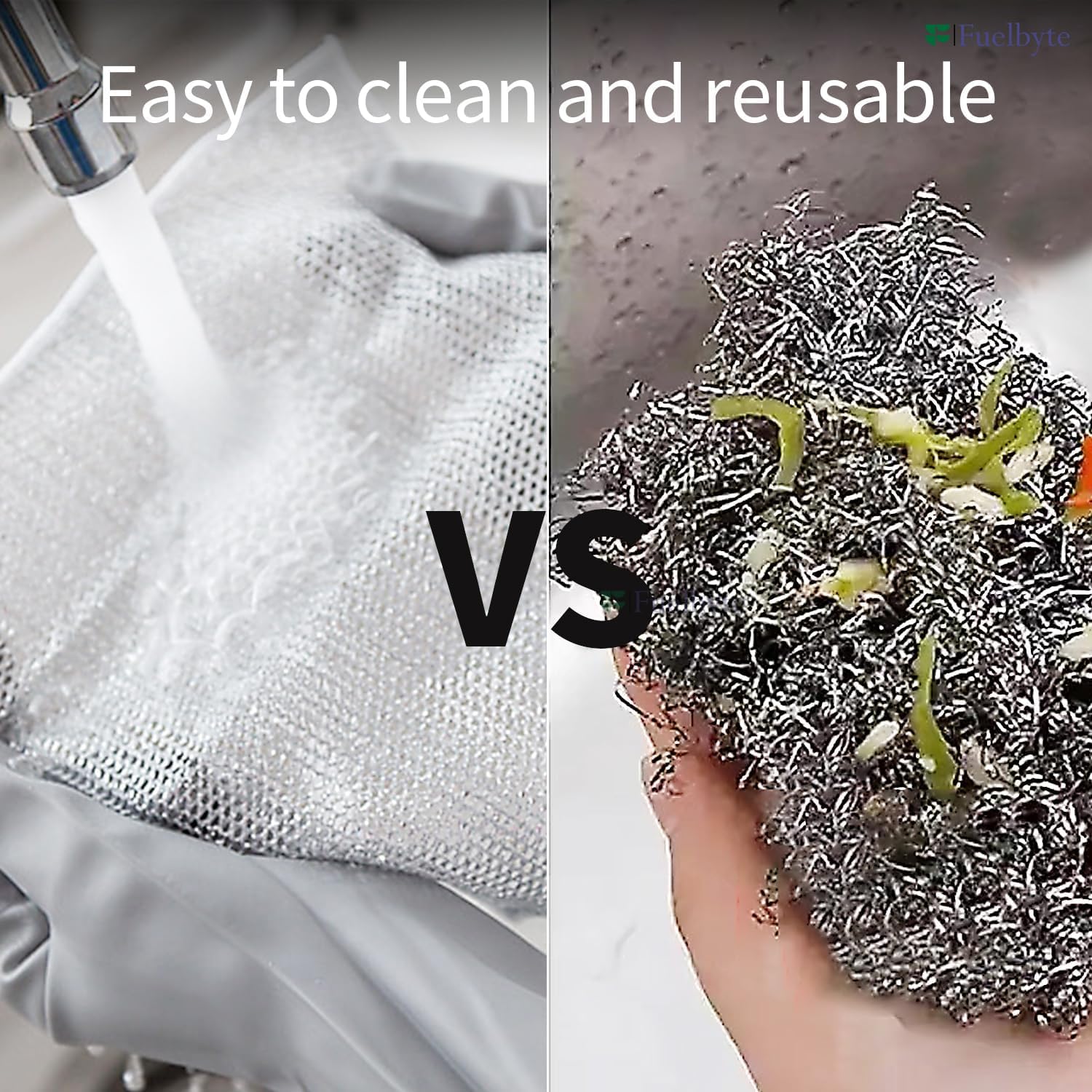 Fuelbyte Double Layered Dish Wash Cloth (Pack of 3) Non Scratch Steel Wire Dish Cloth Wet and Dry Dishwashing Rugs for Kitchen Accessories Items Cleaning Supplies for Sinks Counters (3 Pcs) 4
