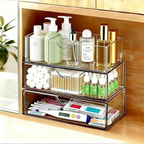 Miniatura 9 de Estante Pequeño Expandible para Botiquín de Medicinas, Soporte de Almacenamiento de Metal de 3.58" de Ancho con Capas Ajustables y Almohadillas