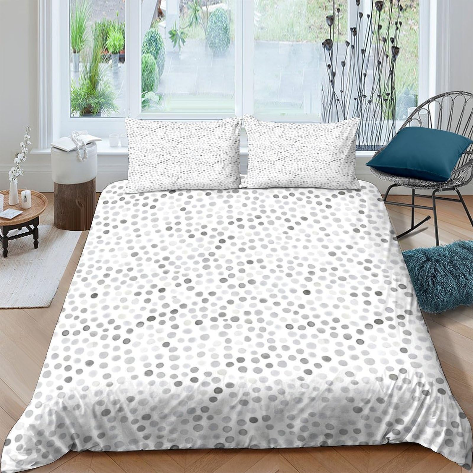 GPLZQXKJNH 3D Printed Polka Dot Duvet Cover Microfiber Soft Breathable Abstract Spot Bedding Set with 2 Pillowcases for Bedroom Decor, Single（135x200cm）