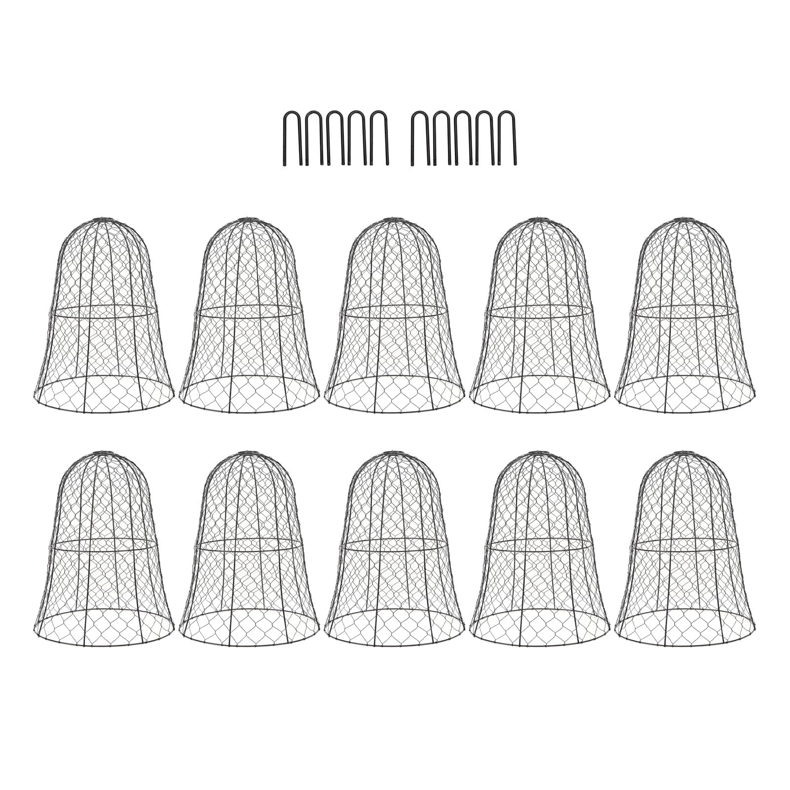 10 Stück Hühnerdraht Glocke Pflanzenschutz, Garten Pflanzenschutzkäfig, Bell Shaped Hühnerdraht Cloche mit Hakenring, Schutz für Ihre Pflanzen und Setzlinge