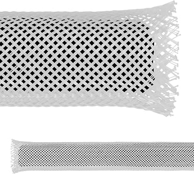 Electriduct 3/4" PET Expandable Braid Sleeving Flame Retardant Flexible Wire Mesh for Cord Management and Cable Protection - 50 Feet - White