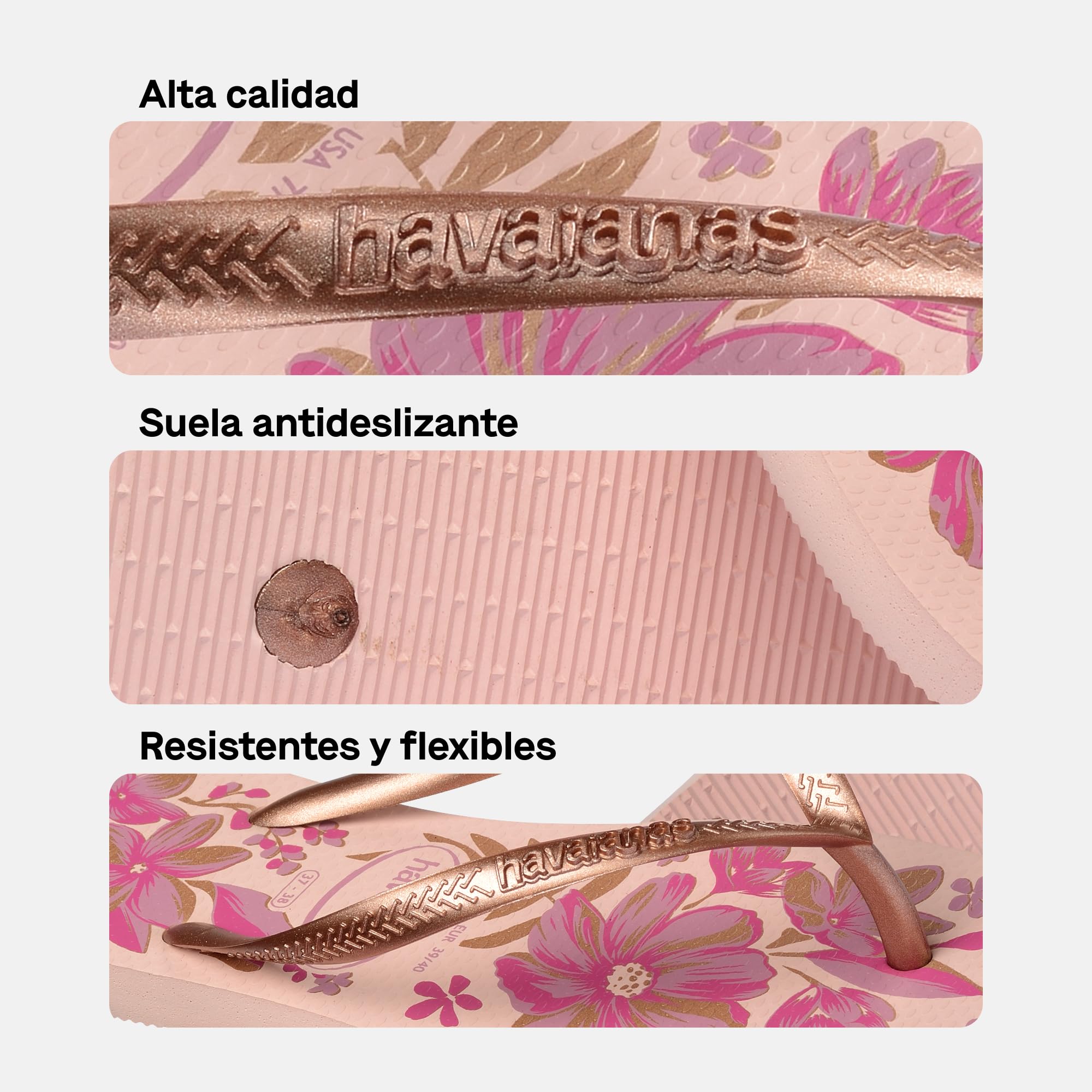 Havaianas Slim Organic FlipFlop Mujer Pink/Gold 39 EU