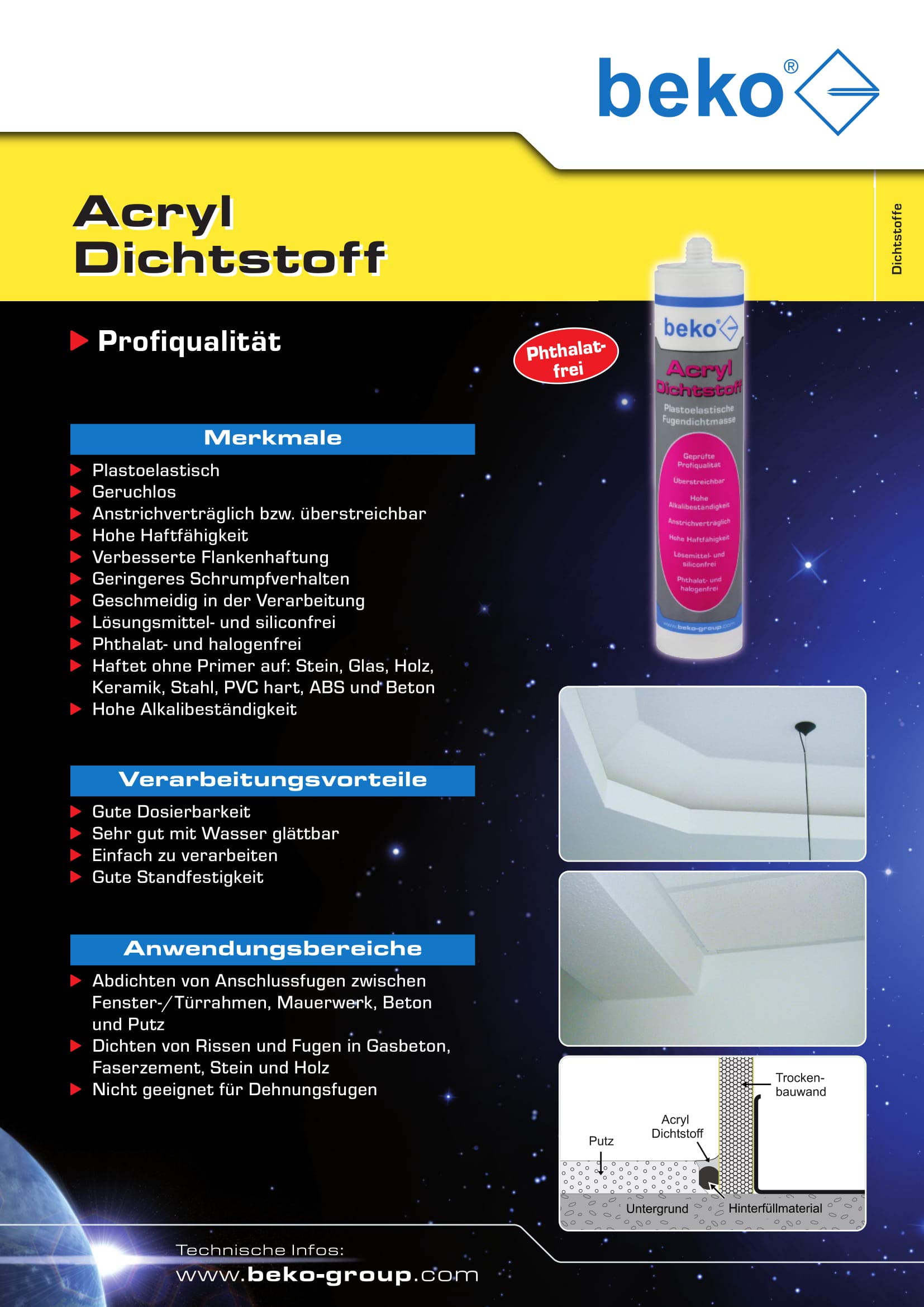 20 x Beko Acryl-Dichtstoff weiß, 310 ml (1 Karton)