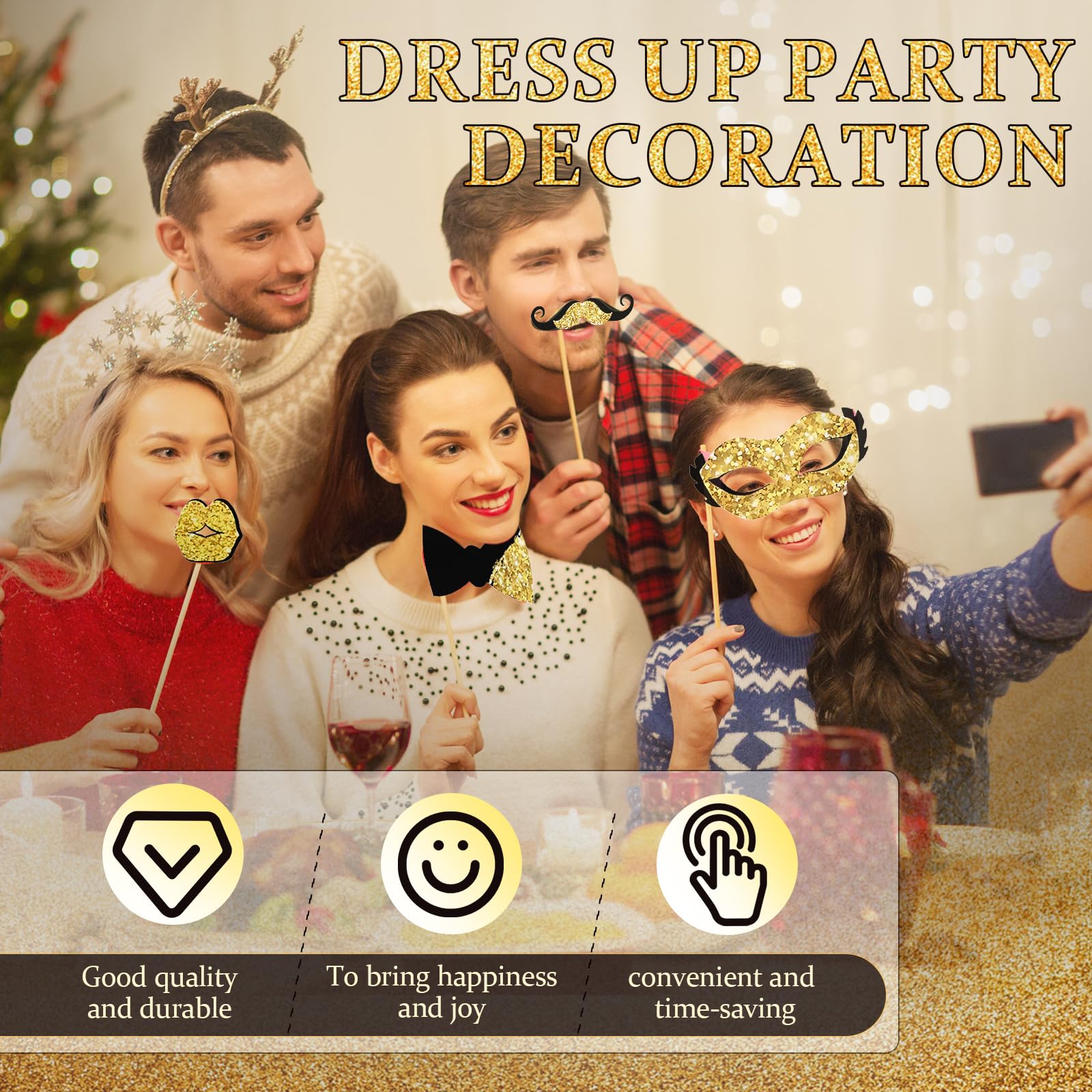 Kit Accessoires Photobooth 23 Pièces Pour Mariage & Anniversaire | Supports Inclus | Carton Épais Réutilisable - 11