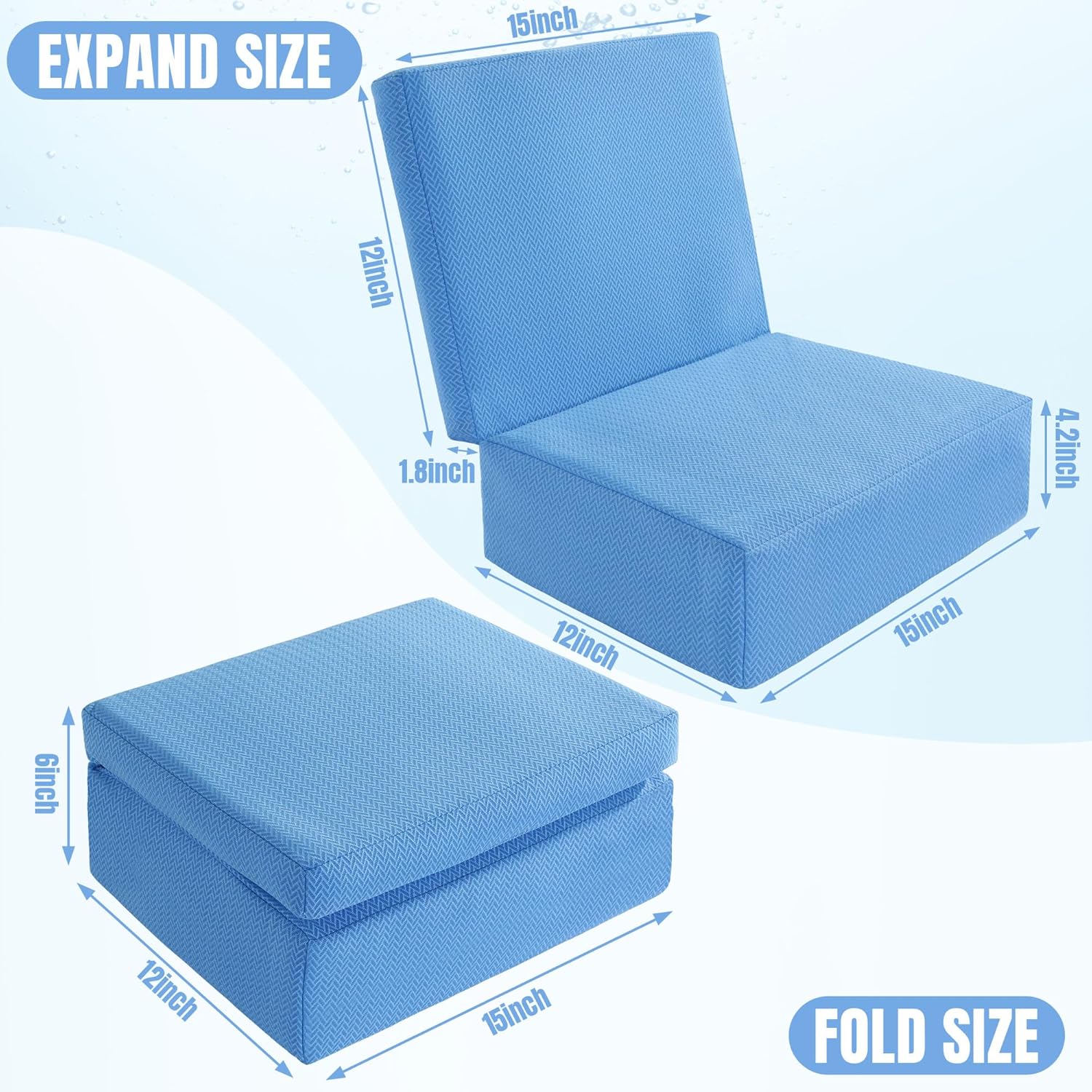 MABOZOO Foldable Hot Tub Booster Seat, Adjuatable 2 Heights Extra Thick Hot Tub Pillow Bath Seat with Back Support Cushions, Washable Hot Tub Seat Cushion for Indoor Outdoor (Blue)