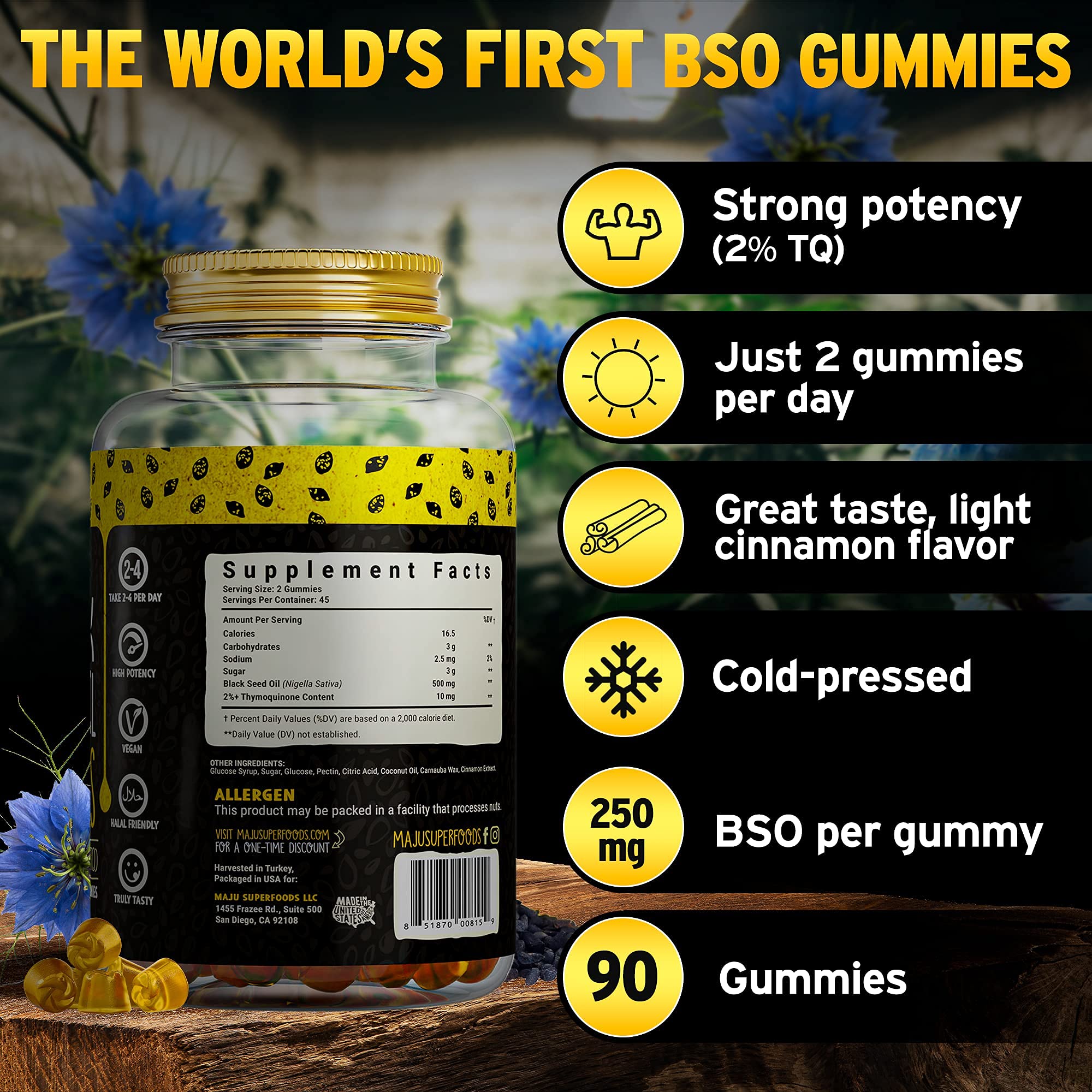 MAJU's Black Seed Oil Gummies World's First Gummy w/ 2+ Thymoquinone