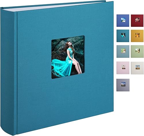 Álbum de fotos con espacio de escritura, álbum de fotos de alta calidad, 120 páginas para 4 x 6, 5 x 7, 6 x 8, 8 x 10, cubierta de lino con ventana,