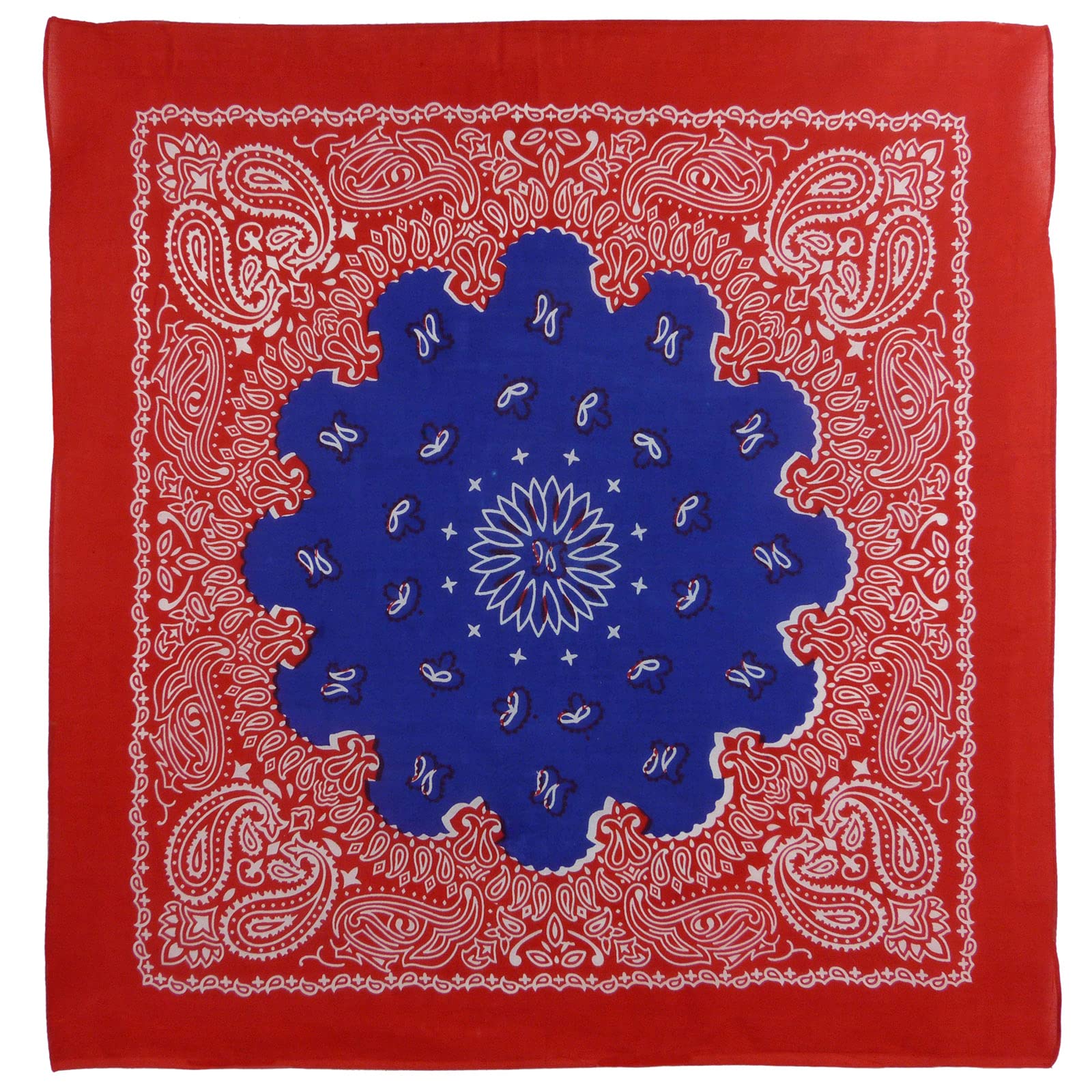 RED X 100% Cotton XL Paisley Bandana (25"x 25") Lightweight, Maroon, X-Large