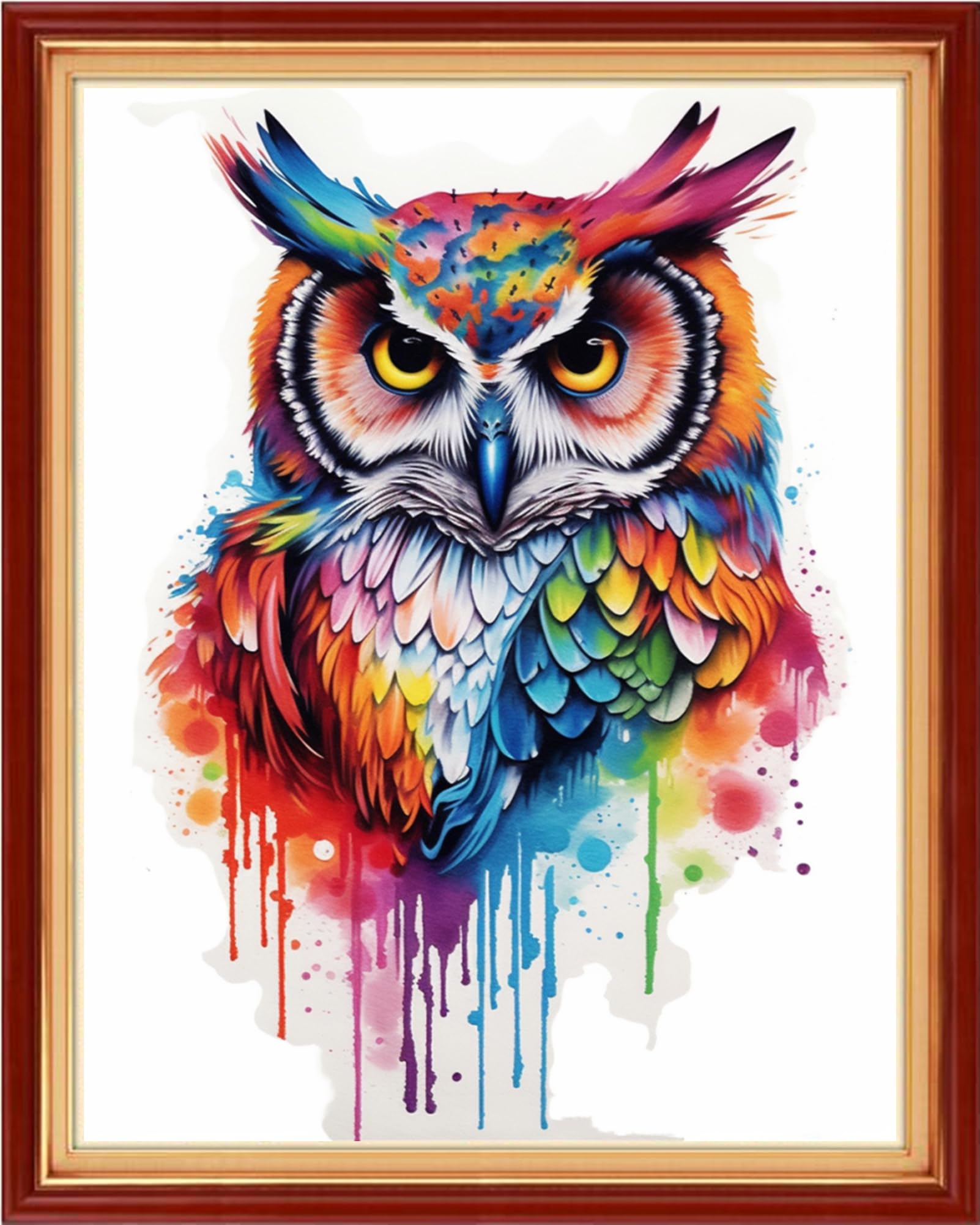 DMCVIVR Stamped Cross Stitch Kits for Beginners Adults Needlepoint Kits for Beginners Embroidery Kits for Adults Crossstitch Kit for Beginners 11CT-Colorful Owl 16x20 inch