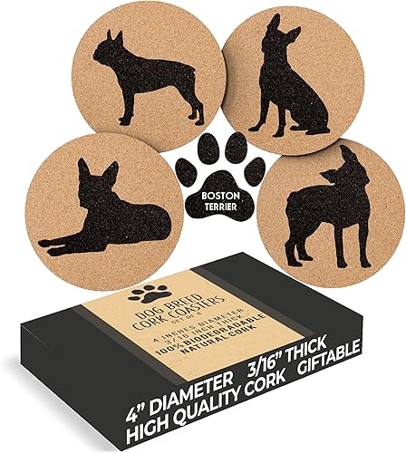 Miniatura 7 de Chihuahua Lovers - Juego de 4 posavasos de corcho para perros con parte inferior protectora, posavasos decorativos de Chihuahua para bebidas, gran