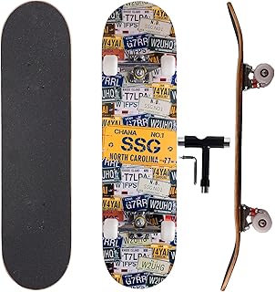 Professional Double Kick Skateboard, 31 inch Maple Deck, ABEC-9 Bearings, 95A PU Wheels