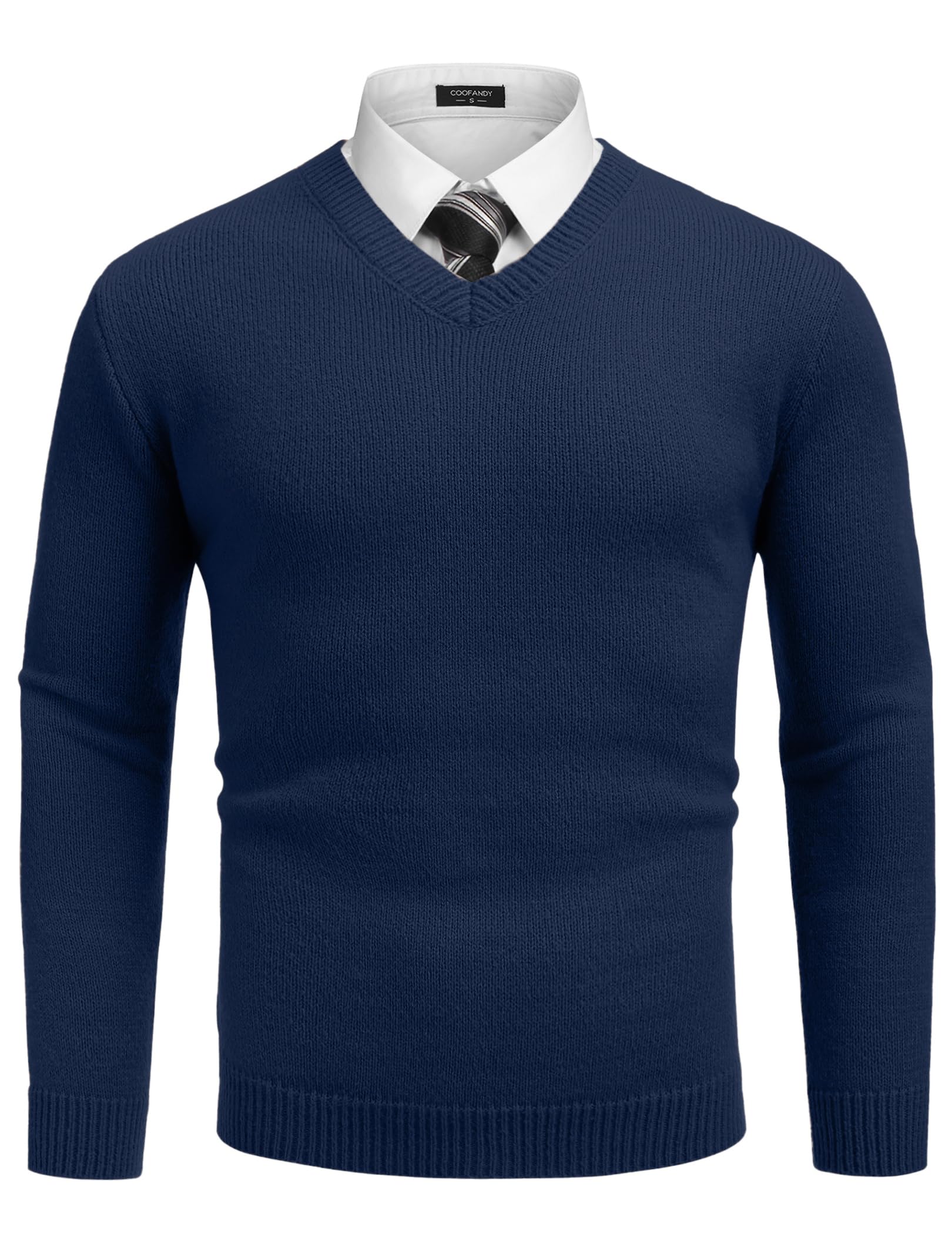 COOFANDY Maglione da Uomo con Scollo a V Maglia da Uomo Regular Fit Manica Lunga Maglione Casual Basic